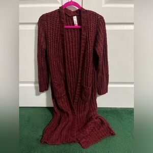 No Boundaries Deep Red -burgundy Knit Cardigan NWOT